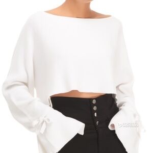 Zara Ribbed Knit Sweater with Tie Sleeves